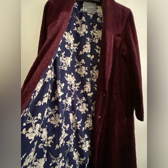 Anthropologie Corduroy Duster Jacket 10p petite size wine color - Picture 7 of 11